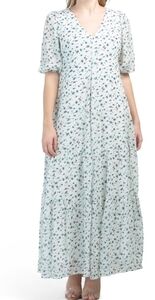Codexmode White & Blue Multi Floral Maxi Dress
